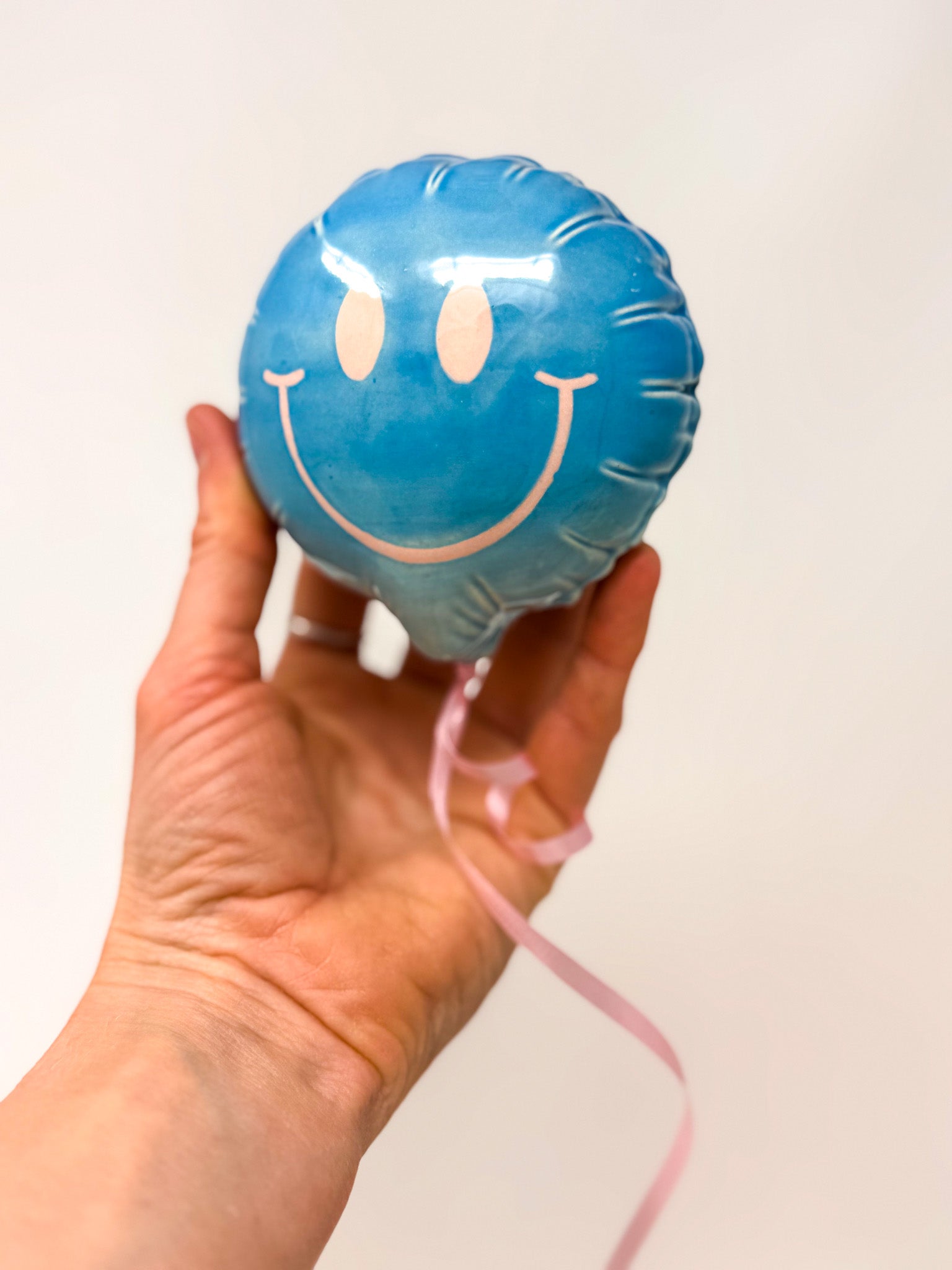 Mini Smiley : Blue with Pink smile