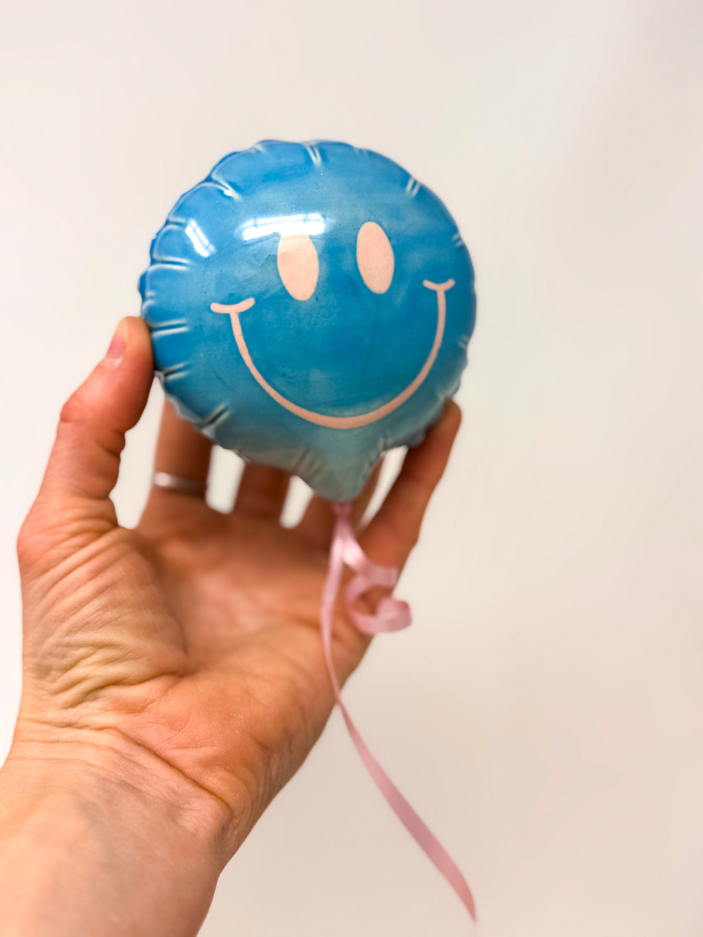 Mini Smiley : Blue with Pink smile