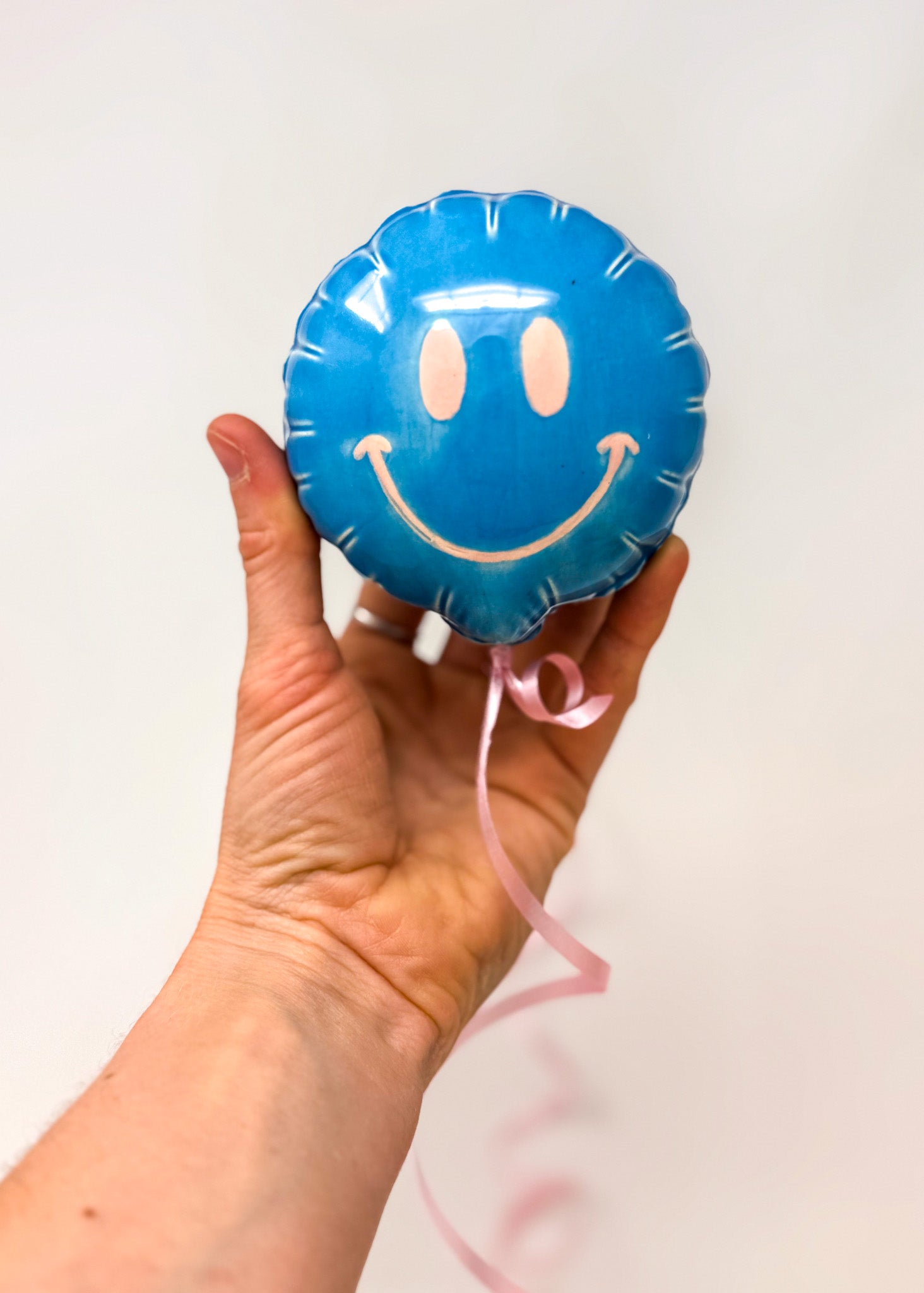 Mini Smiley : Blue with Pink smile