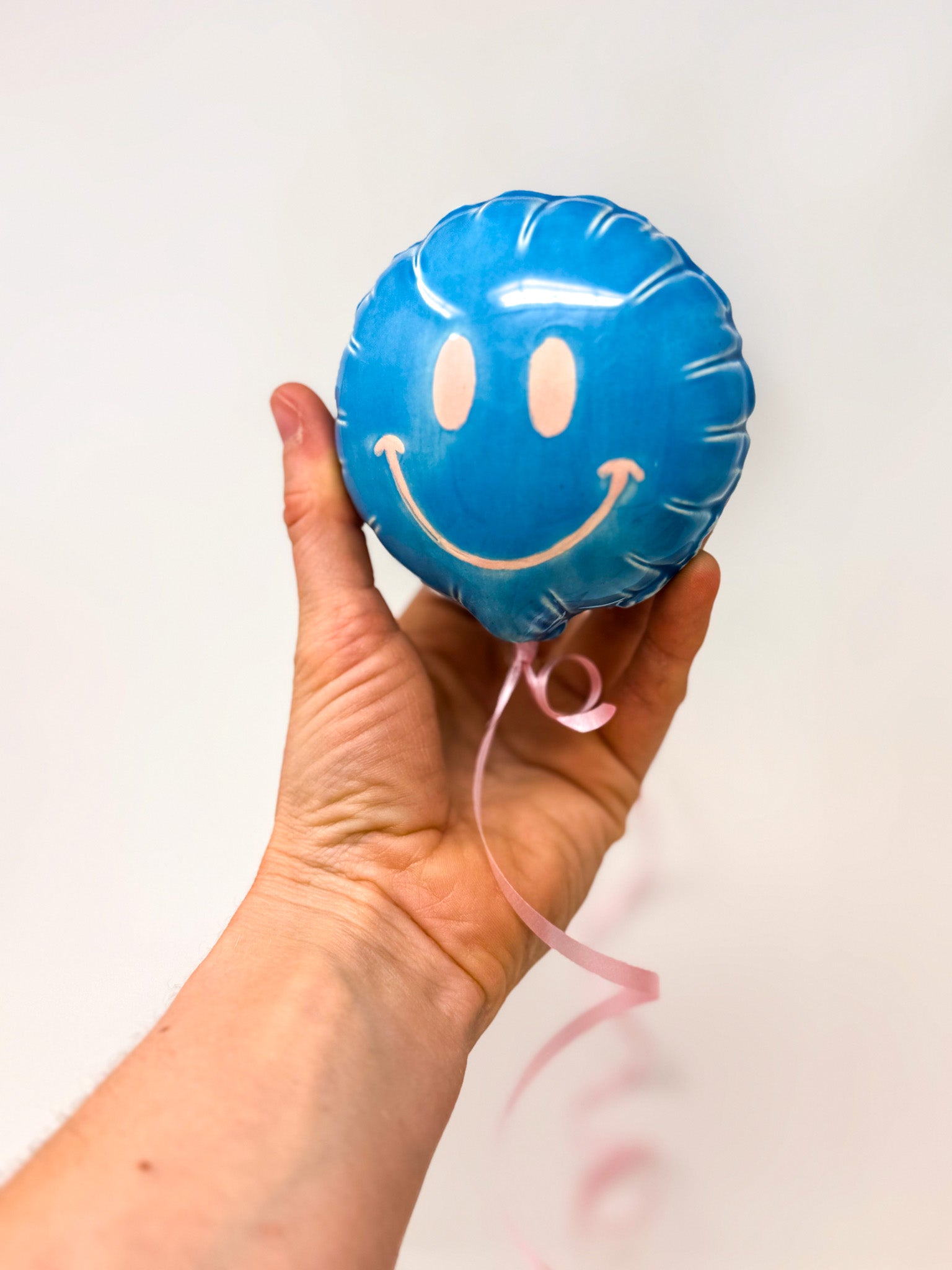 Mini Smiley : Blue with Pink smile