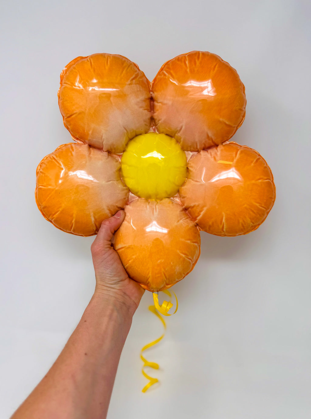 Ceramic Flower Balloon : Orange / Pink Ombre with Yellow center