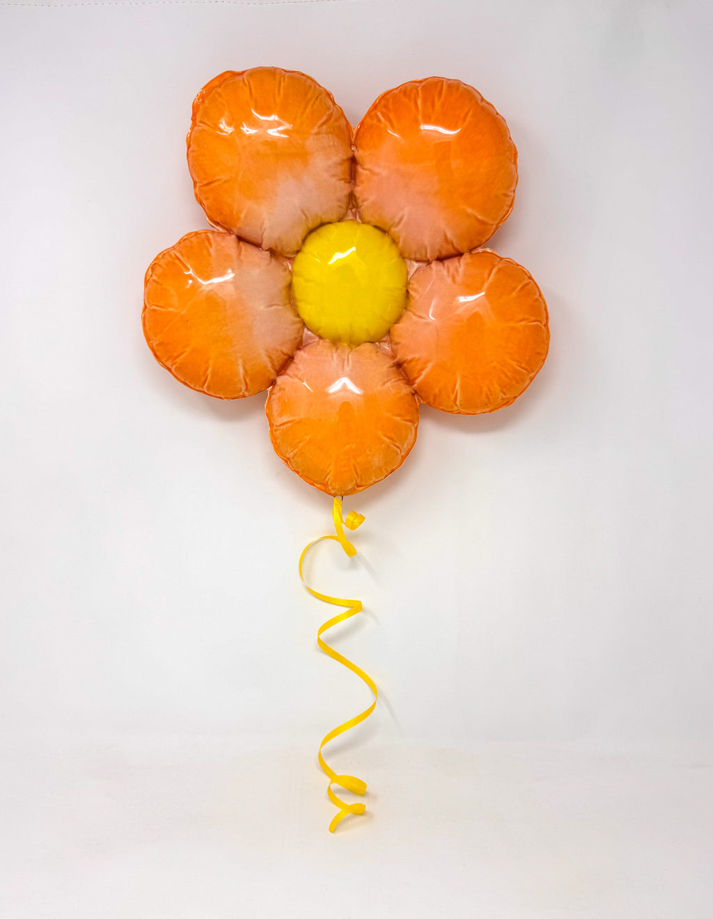Ceramic Flower Balloon : Orange / Pink Ombre with Yellow center