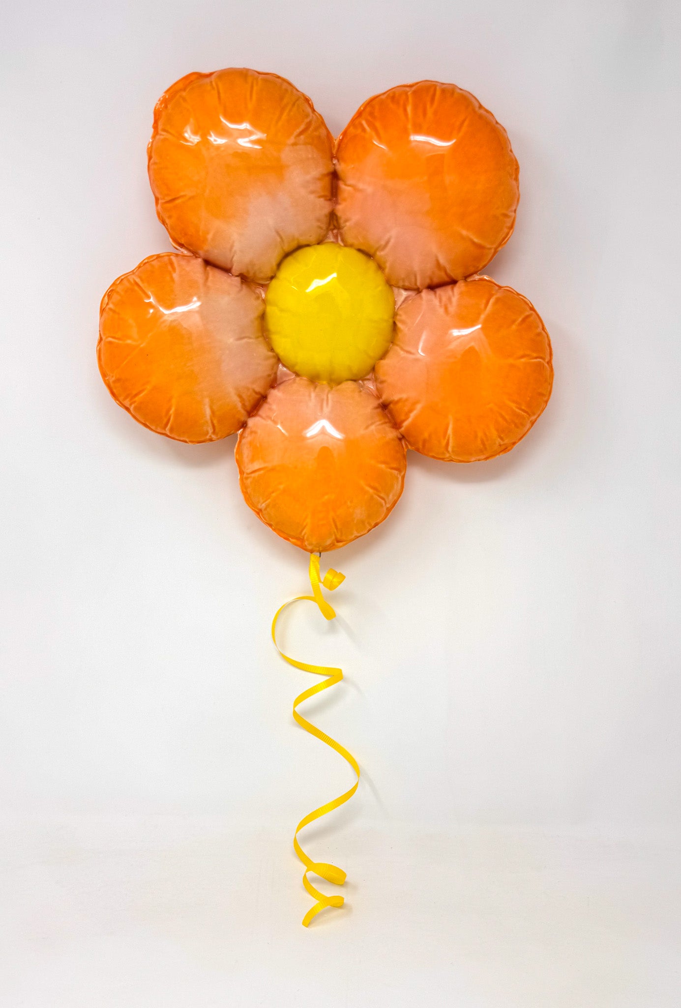Ceramic Flower Balloon : Orange / Pink Ombre with Yellow center
