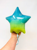 Large Star Balloon: Teal / Jaded / Green / Yellow Ombre