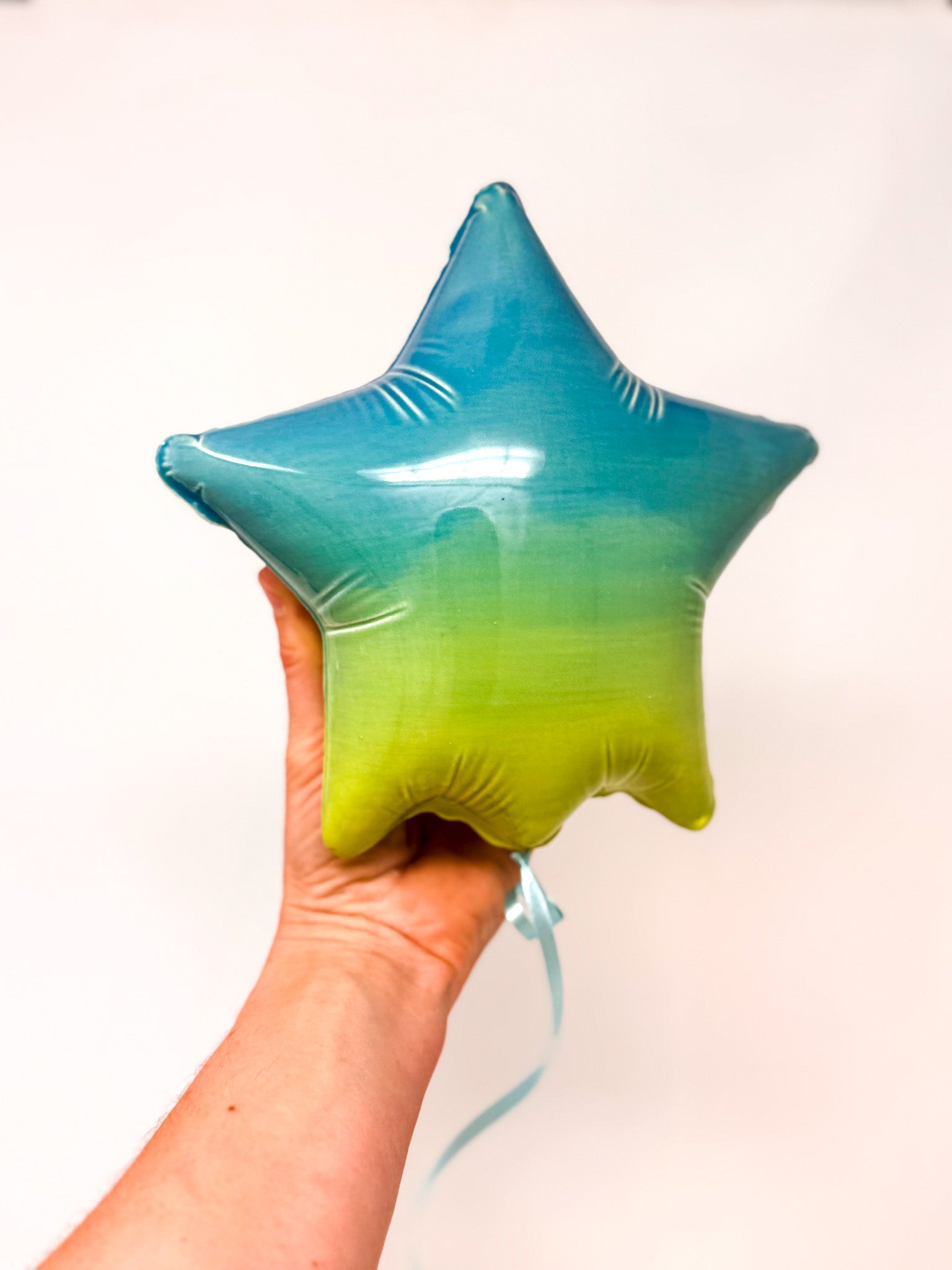 Large Star Balloon: Teal / Jaded / Green / Yellow Ombre