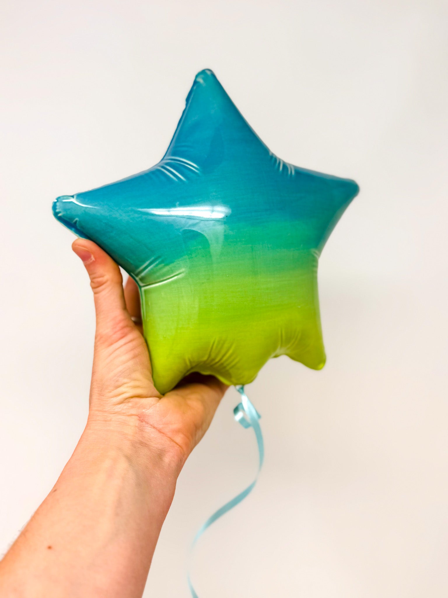 Large Star Balloon: Teal / Jaded / Green / Yellow Ombre