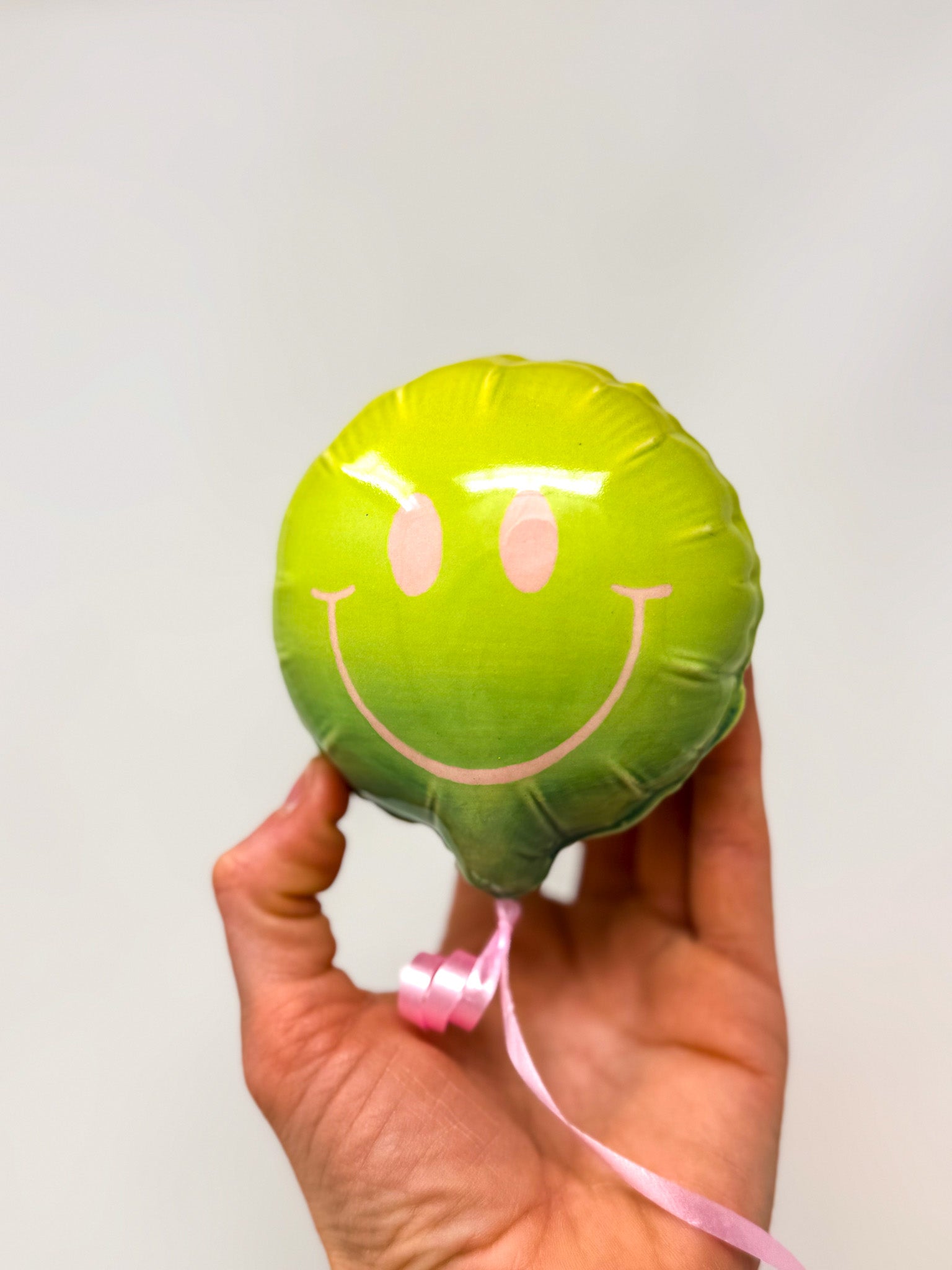 Mini Smiley : Yellow / Chartreuse / Green Ombre with Pink smile