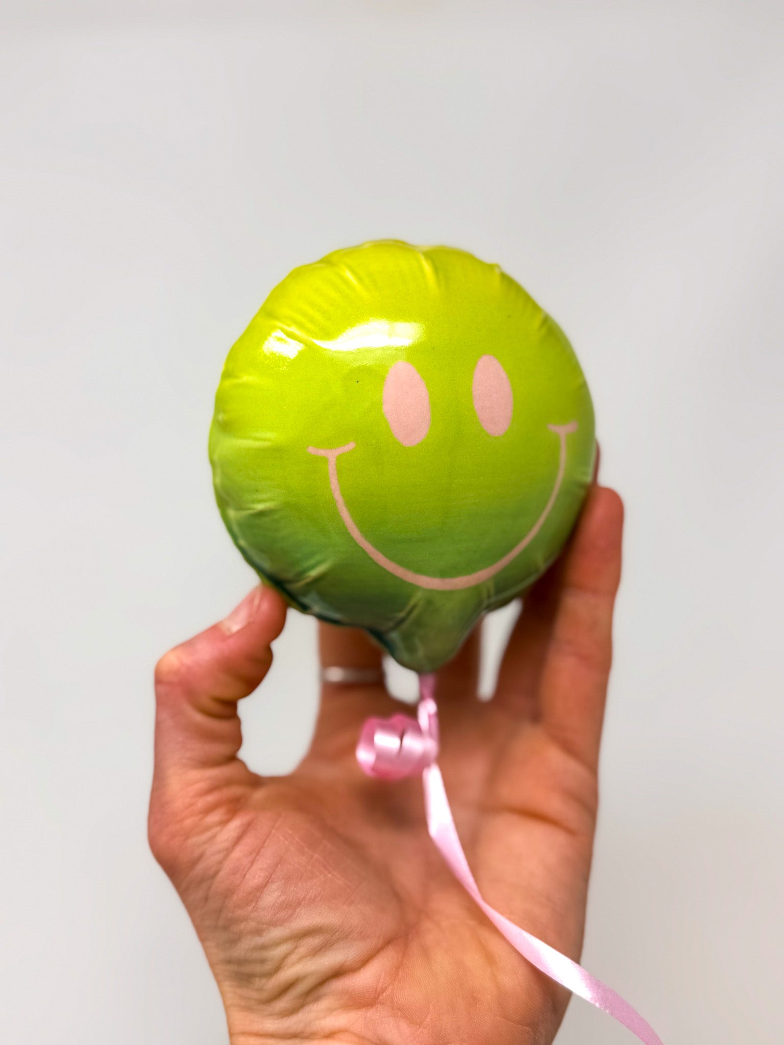 Mini Smiley : Yellow / Chartreuse / Green Ombre with Pink smile
