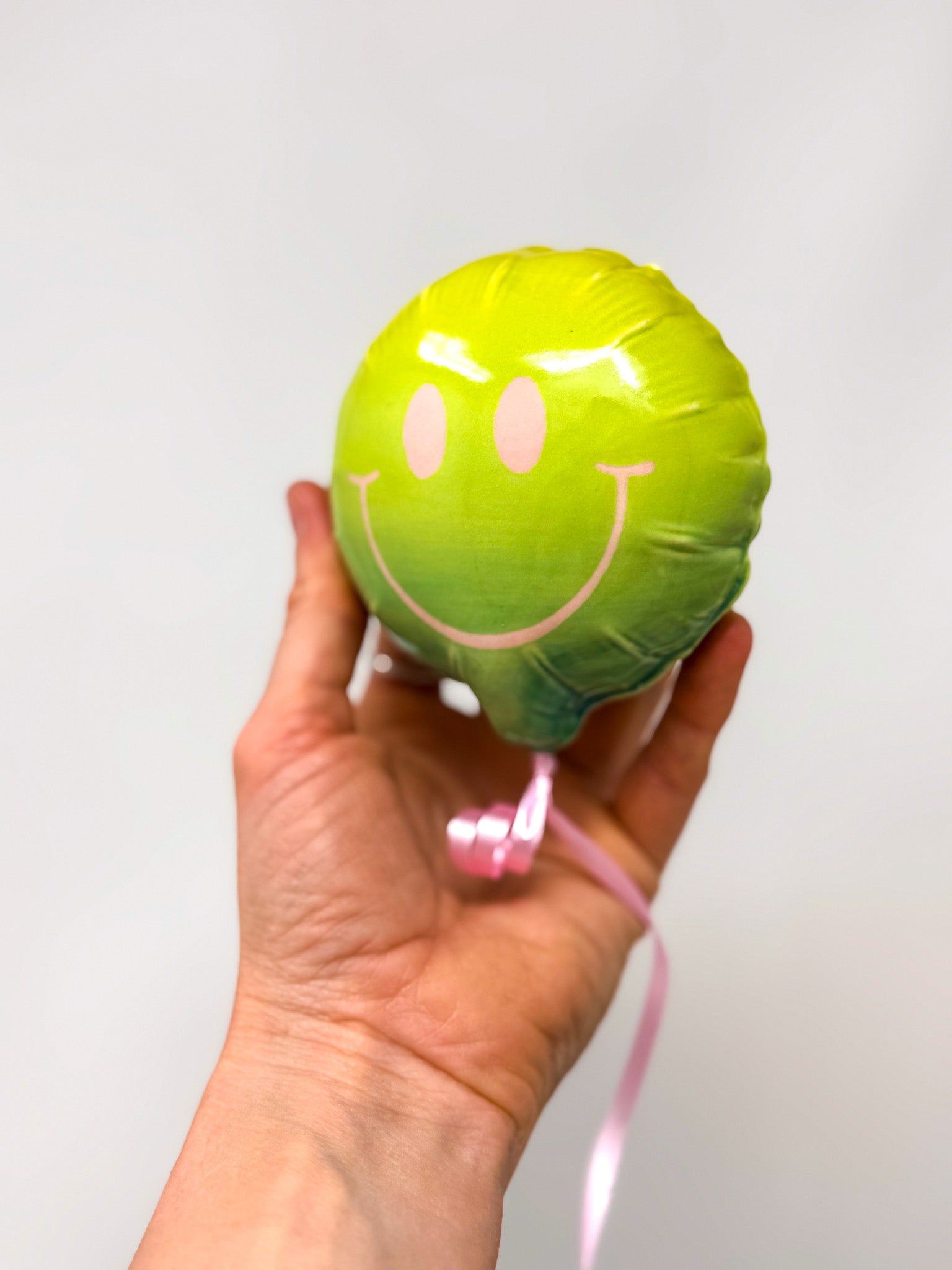 Mini Smiley : Yellow / Chartreuse / Green Ombre with Pink smile