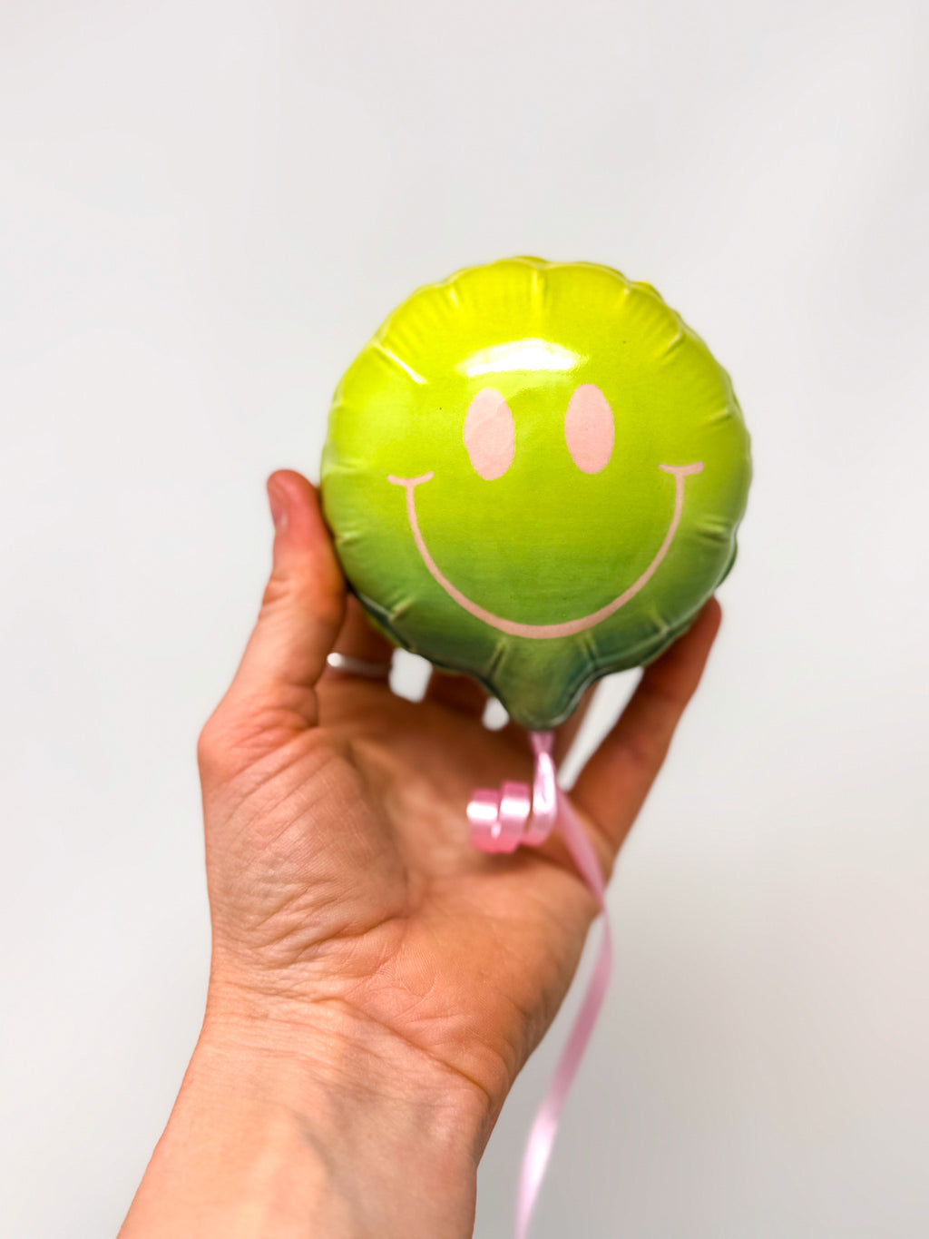 Mini Smiley : Yellow / Chartreuse / Green Ombre with Pink smile