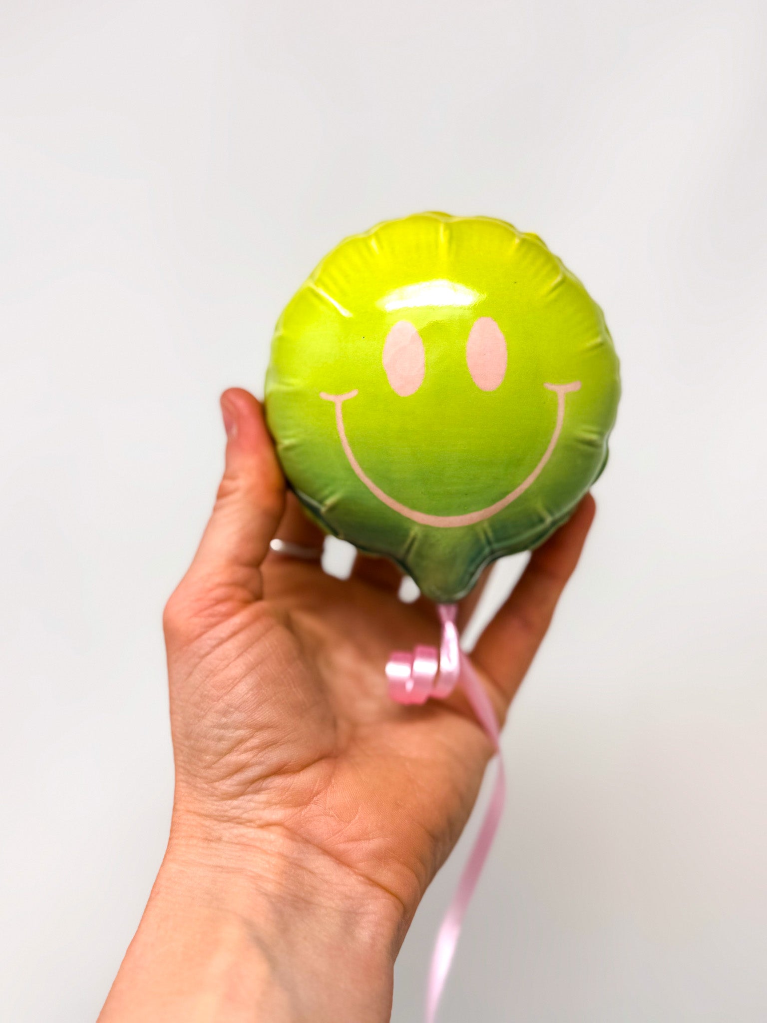 Mini Smiley : Yellow / Chartreuse / Green Ombre with Pink smile