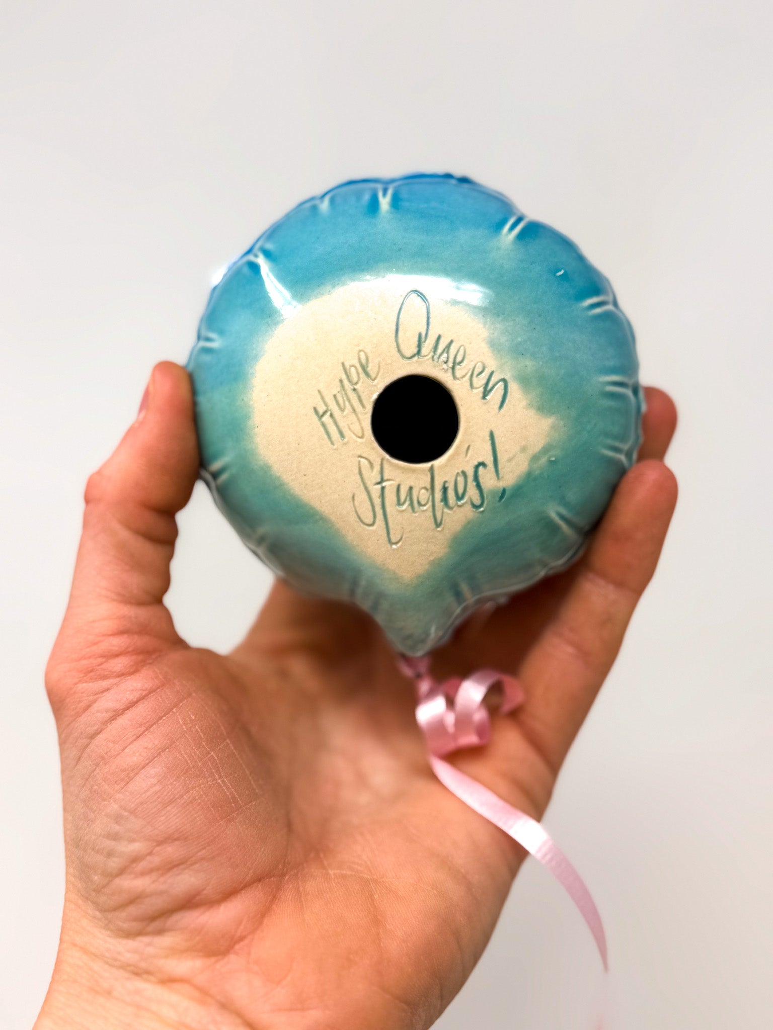 Mini Smiley : Blue / Teal Ombre with Pink face
