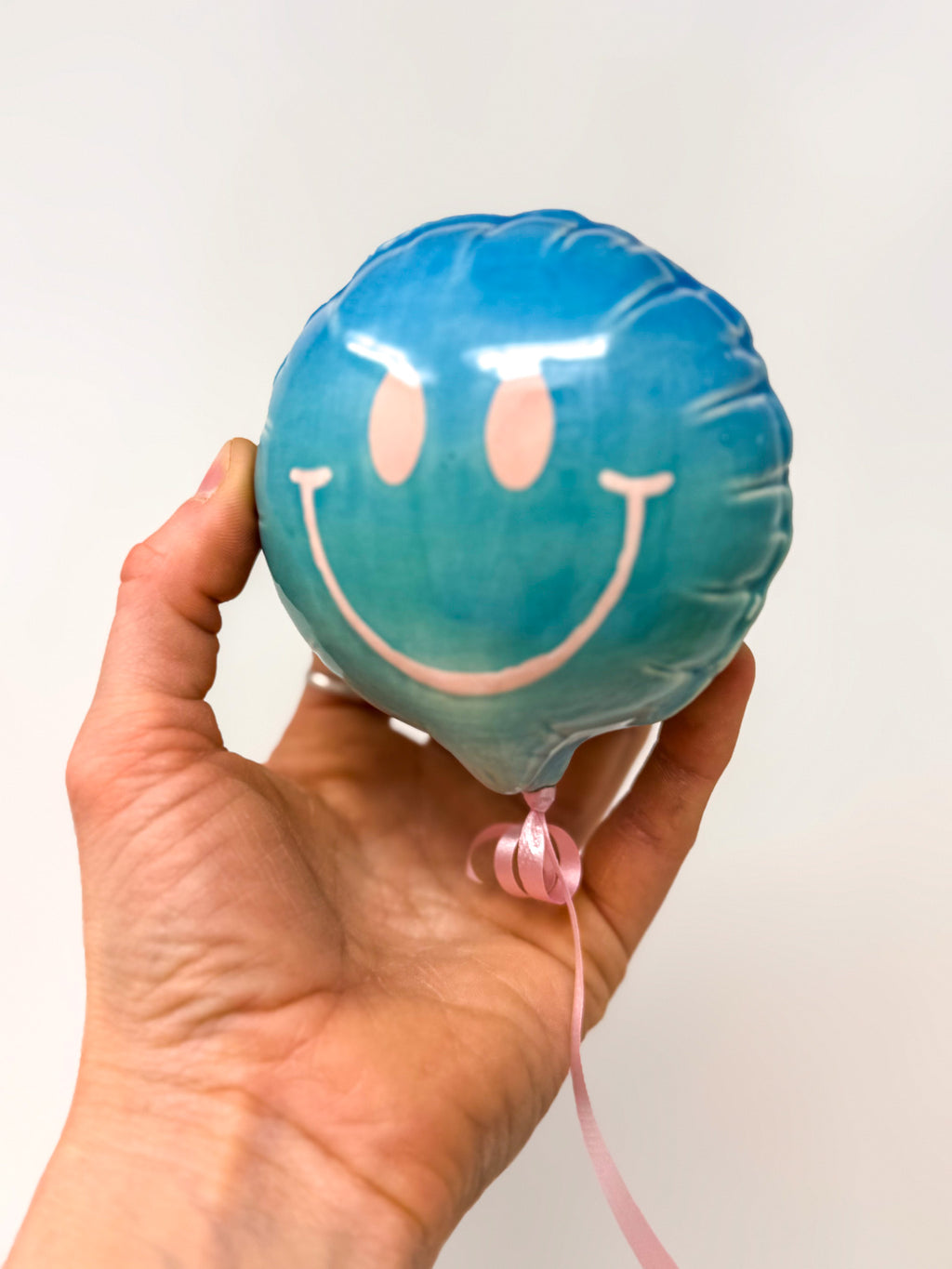 Mini Smiley : Blue / Teal Ombre with Pink face