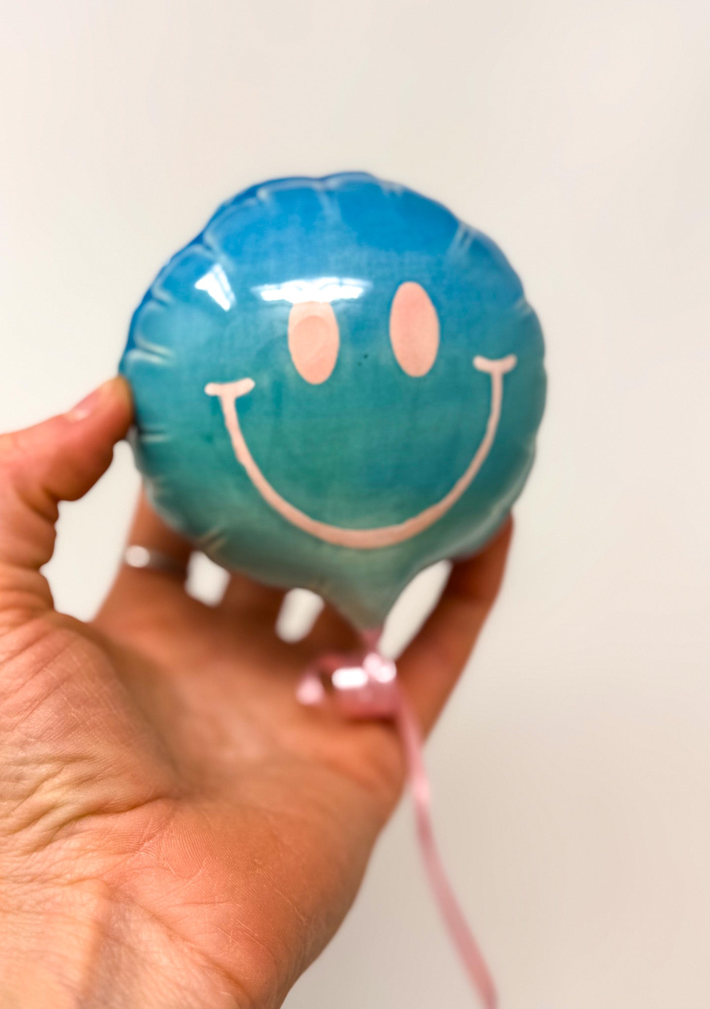 Mini Smiley : Blue / Teal Ombre with Pink face
