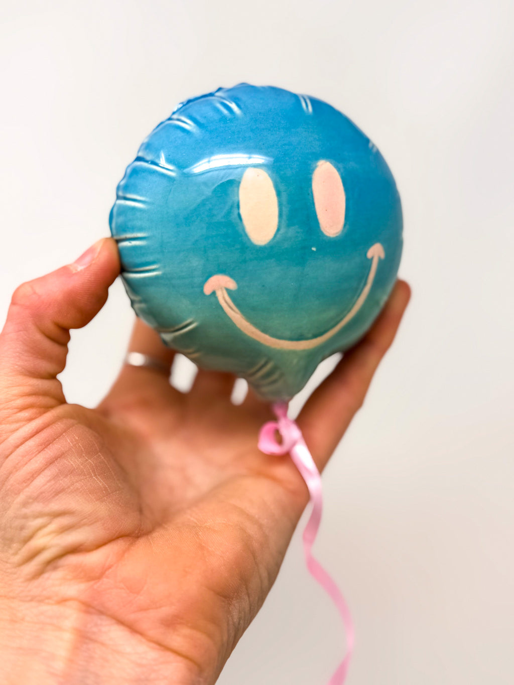 Mini Smiley : Blue / Teal Ombre with Pink face