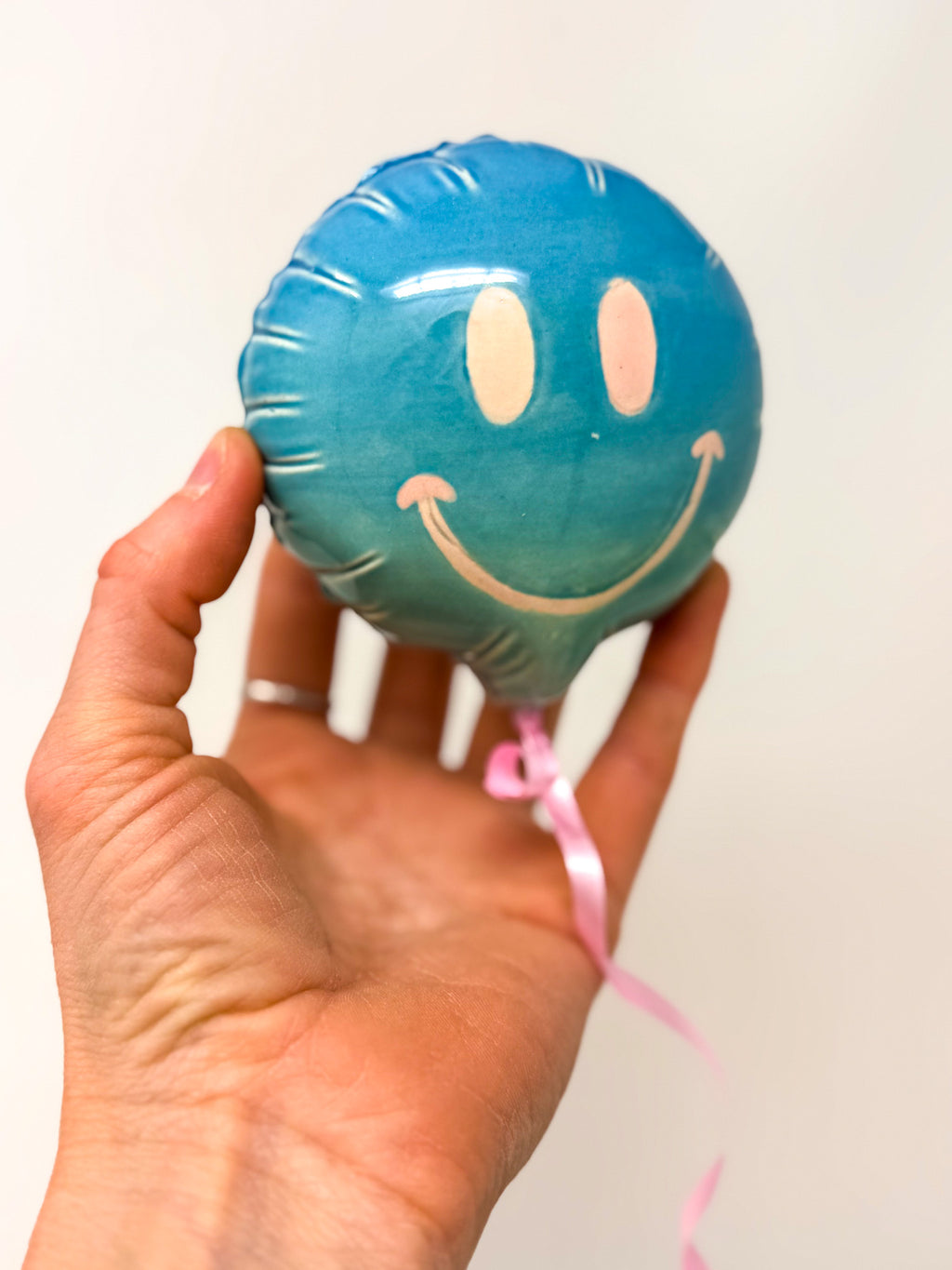 Mini Smiley : Blue / Teal Ombre with Pink face