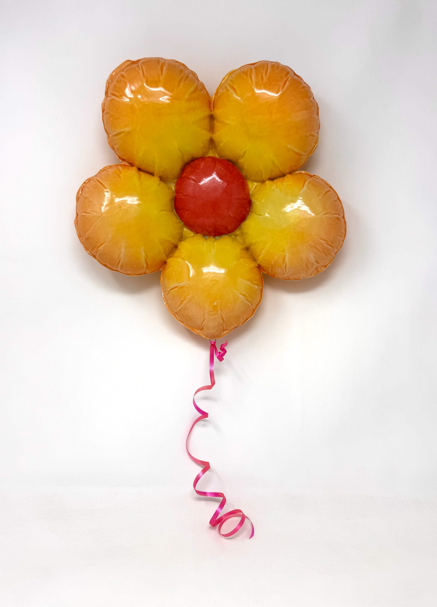 Ceramic Flower Balloon : Orange / Yellow Ombre with Coral center