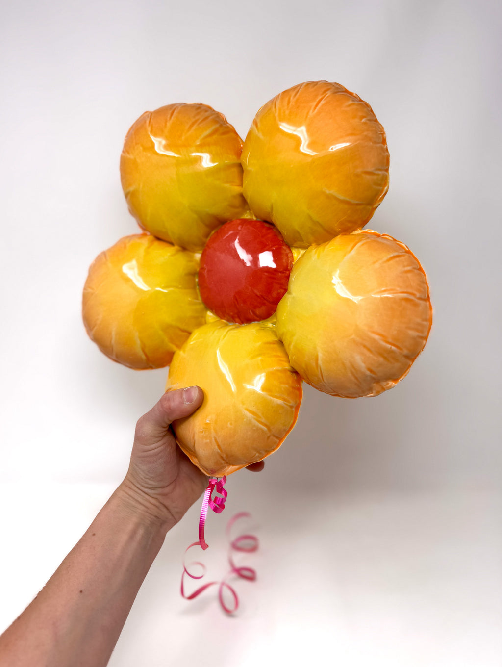Ceramic Flower Balloon : Orange / Yellow Ombre with Coral center