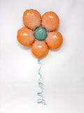 Ceramic Flower Balloon : Orange / Pink Ombre with Teal center