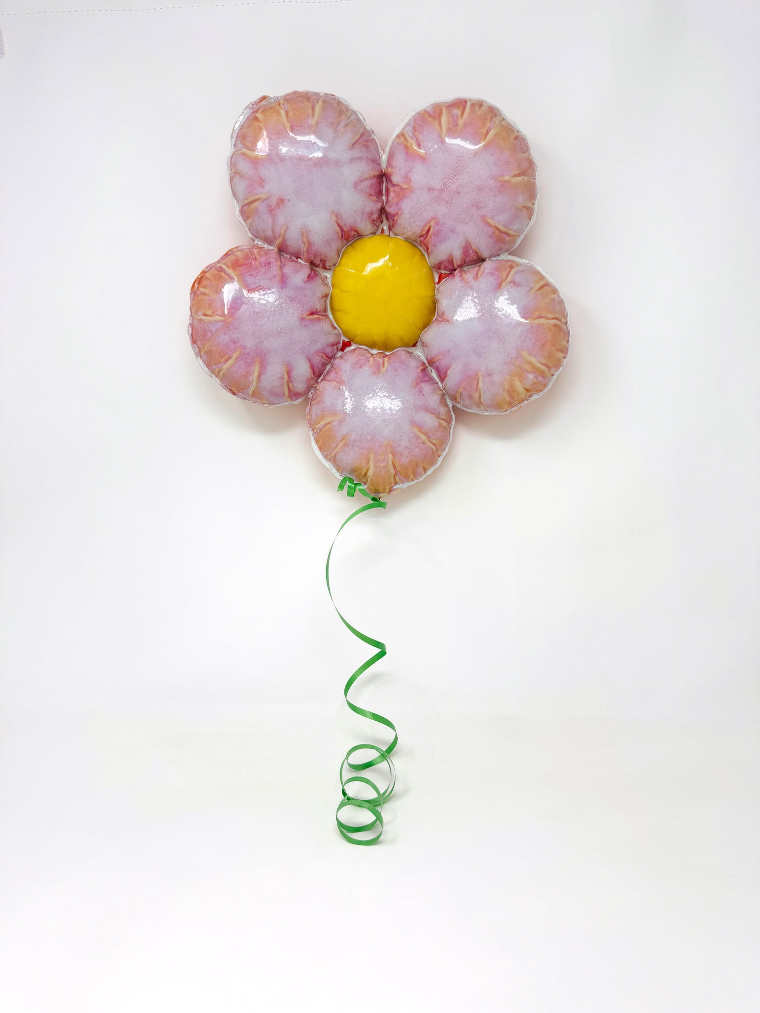 Ceramic Flower Balloon : Pink / White Crystals with Yellow center
