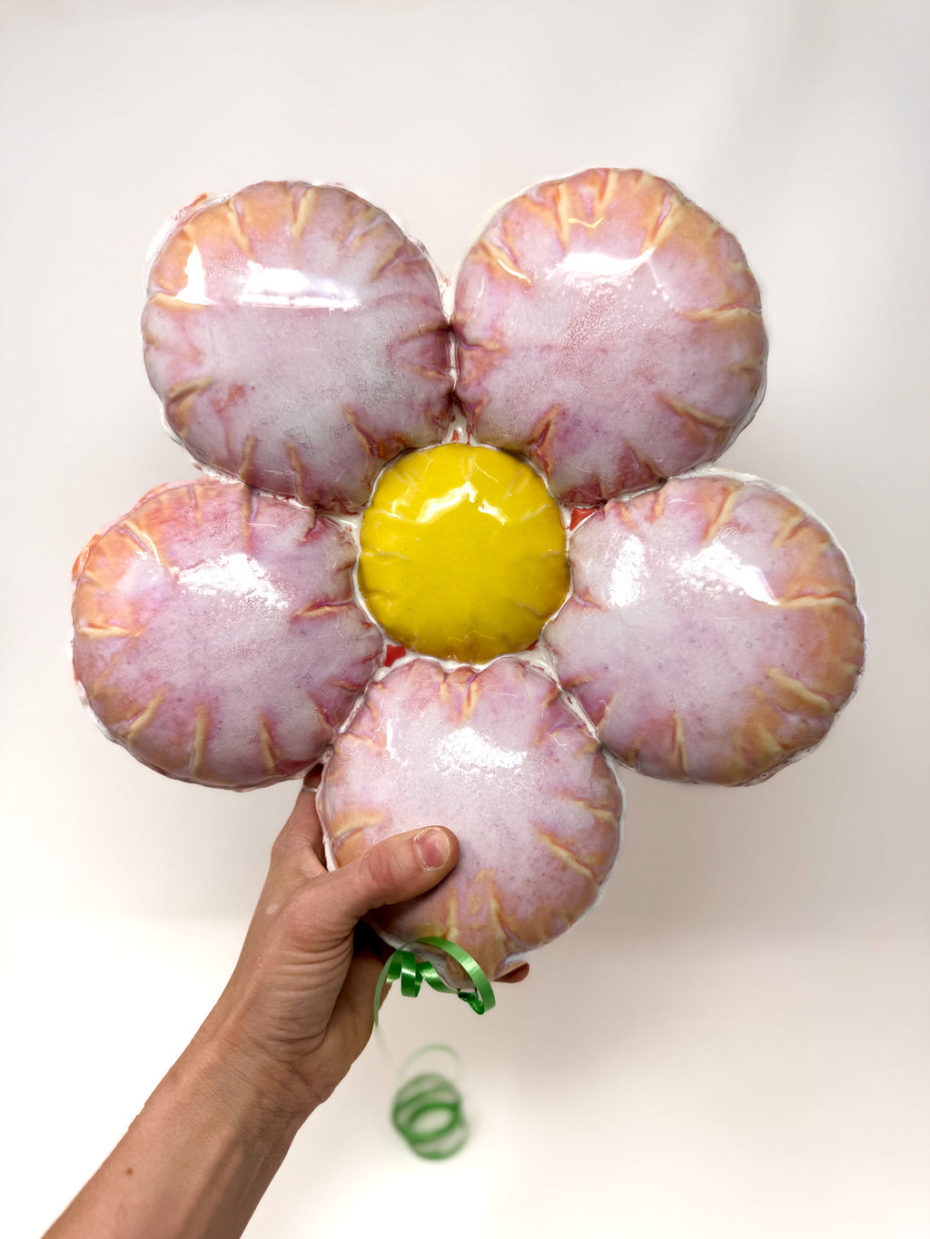 Ceramic Flower Balloon : Pink / White Crystals with Yellow center
