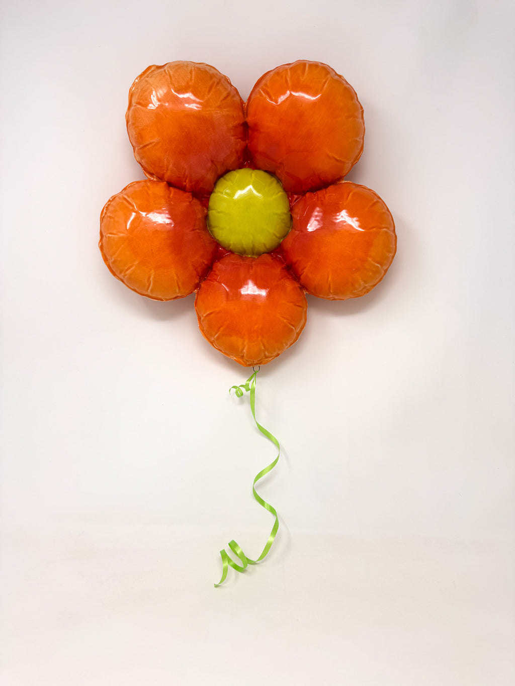 Ceramic Flower Balloon : Orange / Coral with Chartruse Center