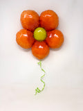 Ceramic Flower Balloon : Orange / Coral with Chartruse Center