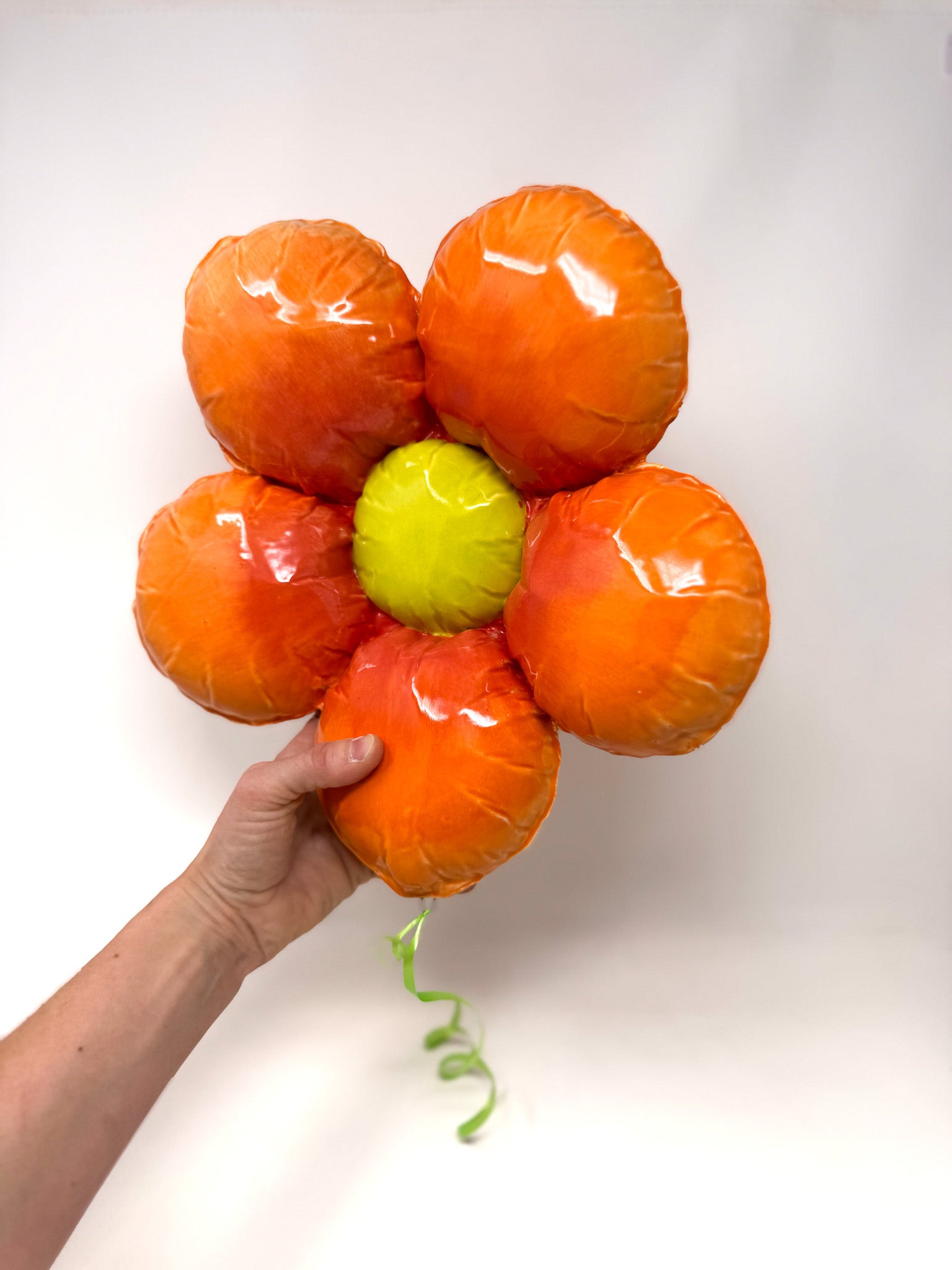 Ceramic Flower Balloon : Orange / Coral with Chartruse Center