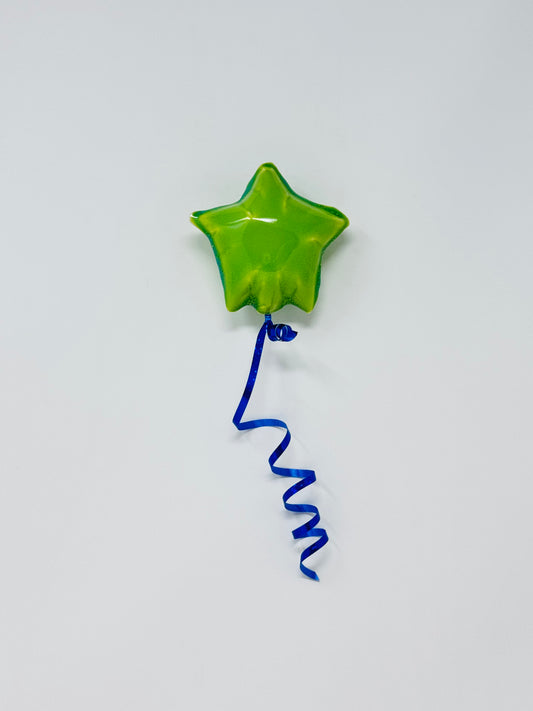 Mini Star Balloon: Lime Green - Navy Ribbon