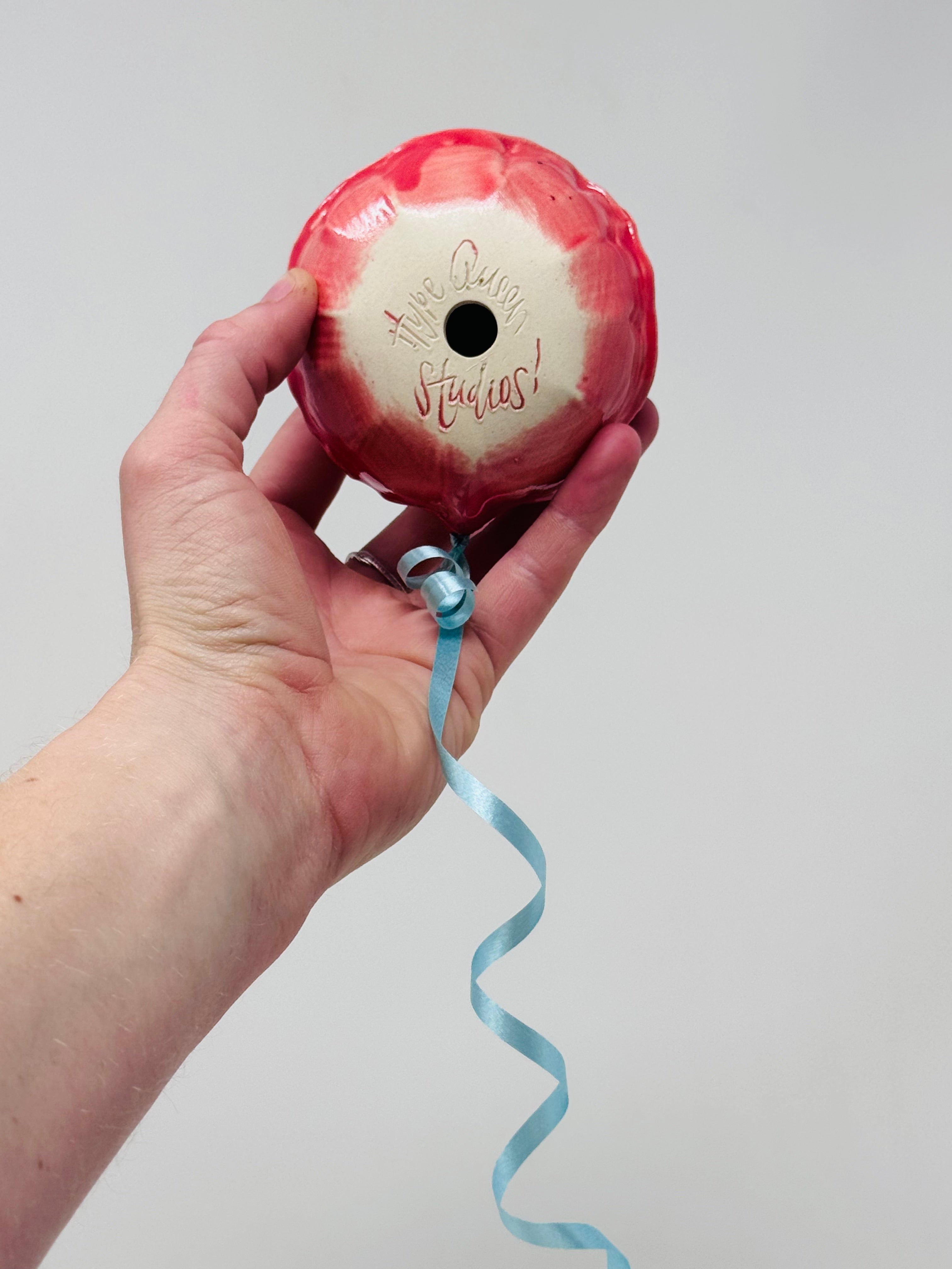 Mini Smiley Balloon: Coral - Baby Blue