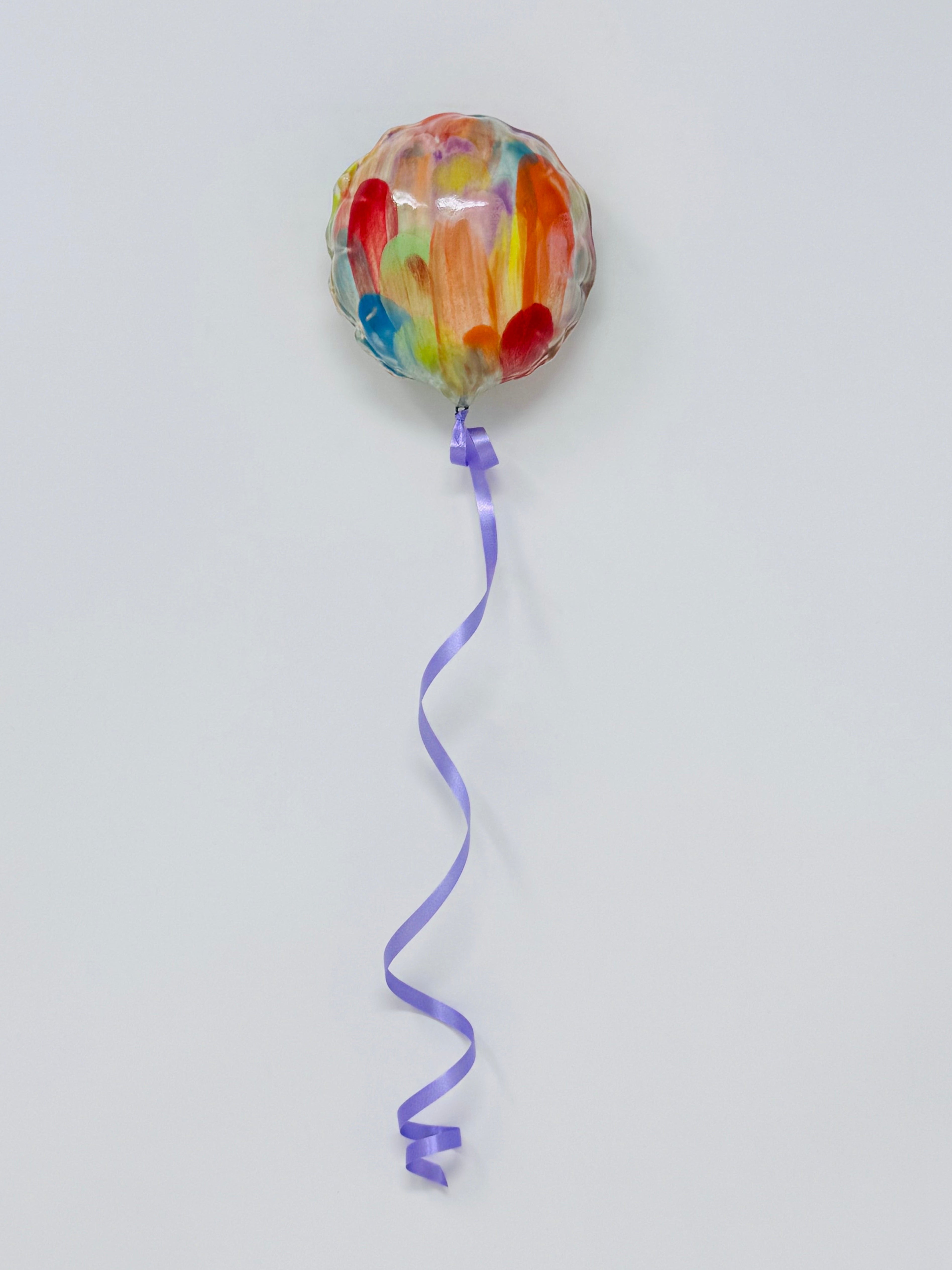 Mini Balloon: Rainbow- Purple Ribbon