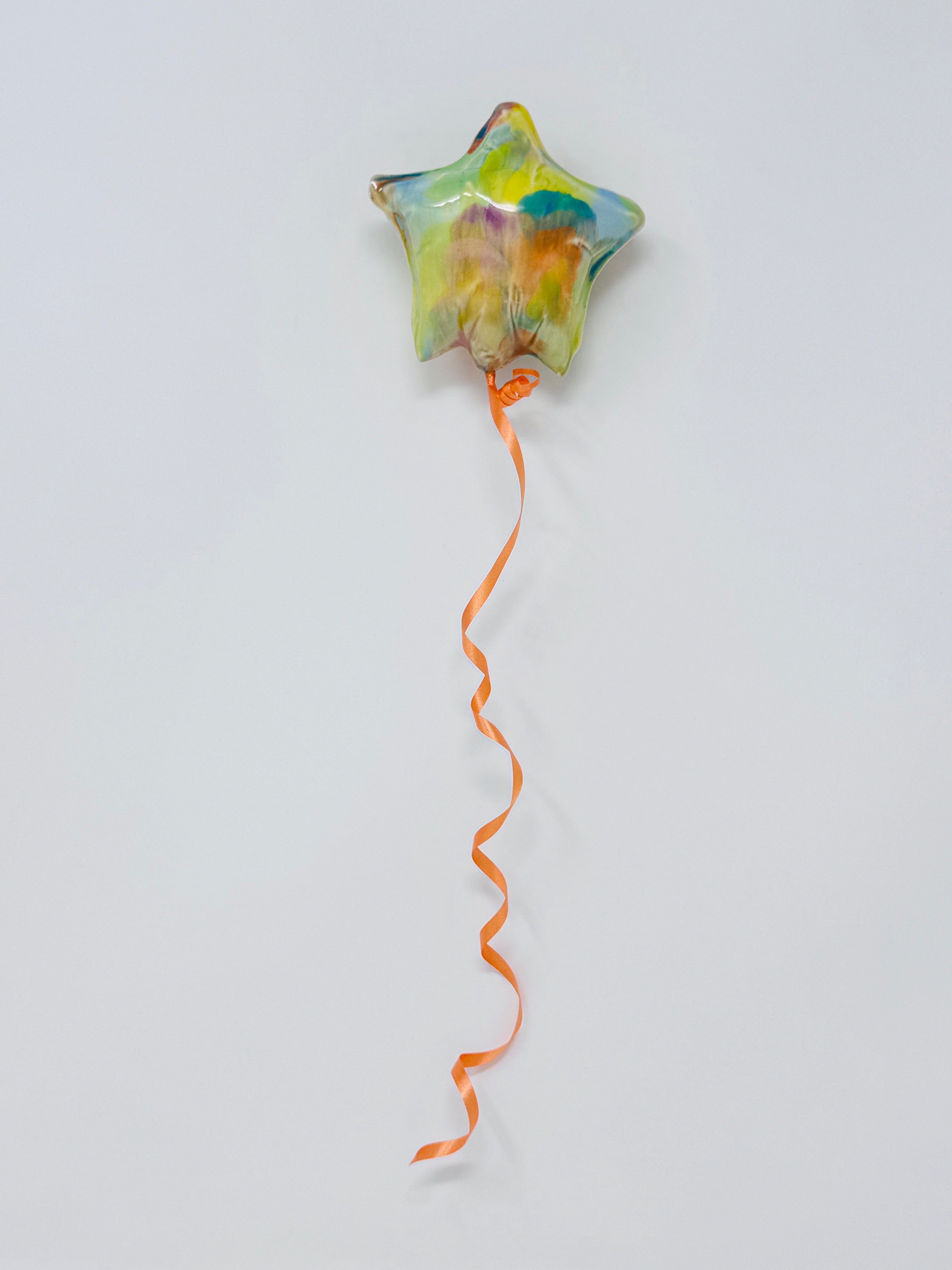 Mini Star Balloon: Rainbow - Orange Ribbon