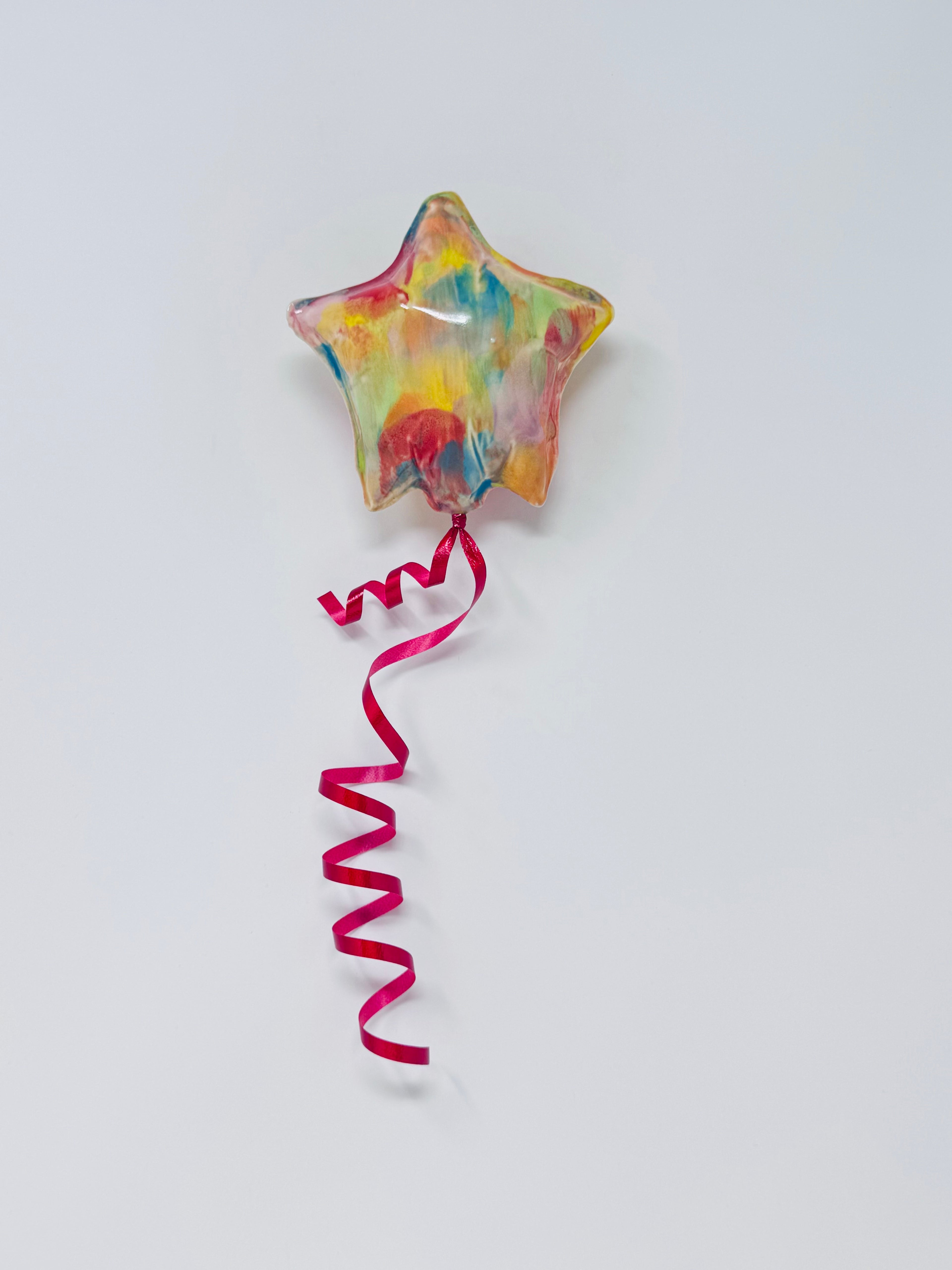 Mini Star Balloon: Rainbow - Red Ribbon