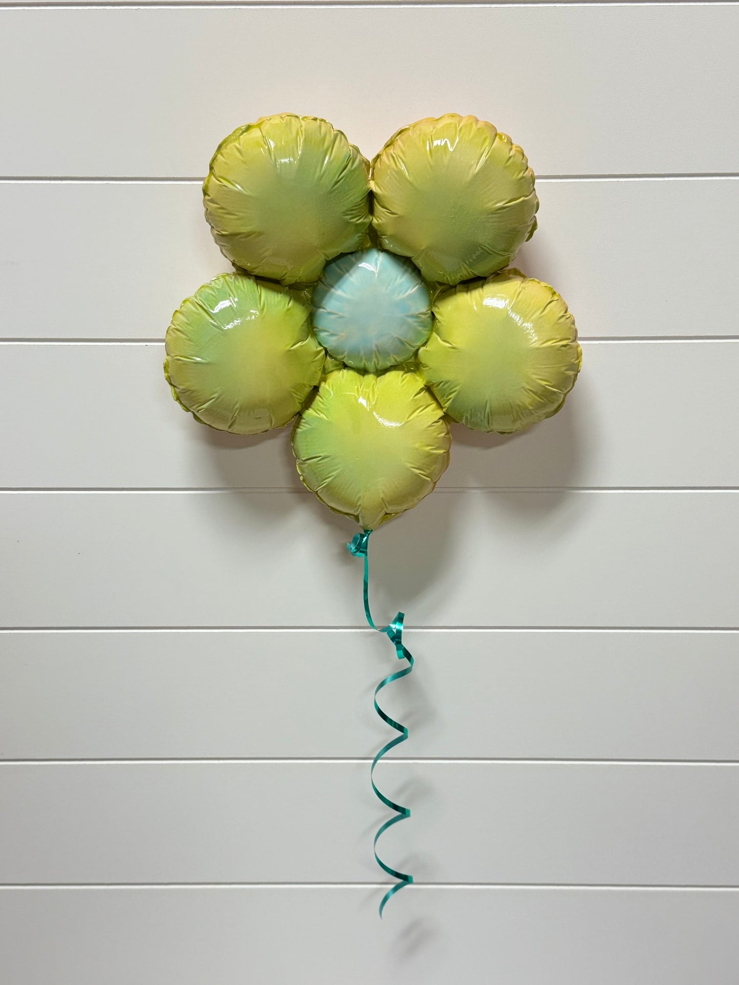 Ceramic Flower Balloon : Chartreuse and Blue Flower