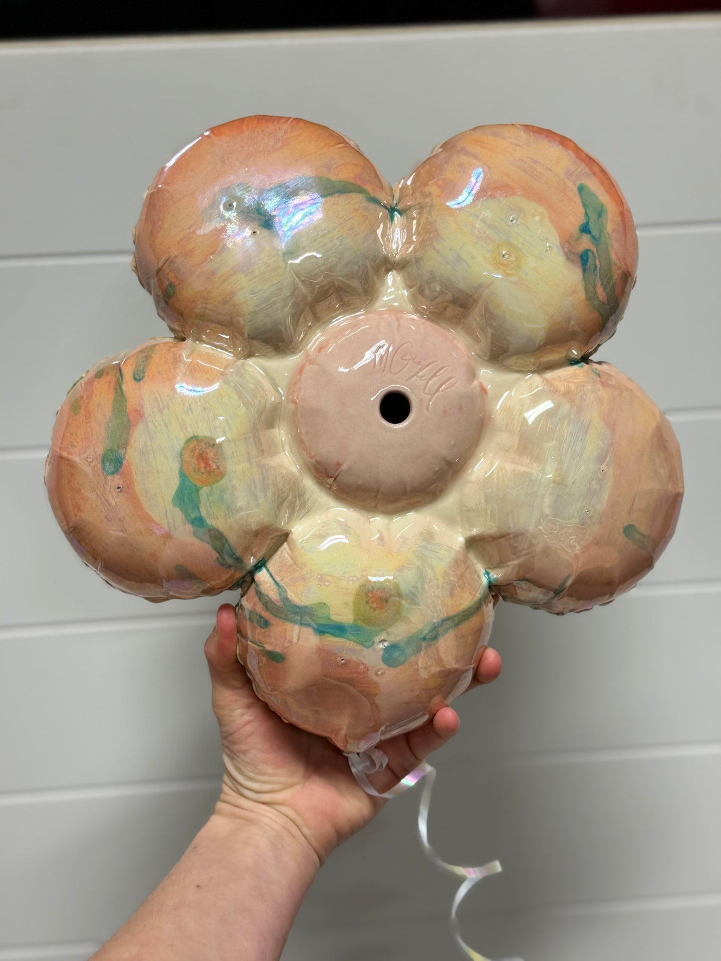 Ceramic Flower Balloon : Pink, Green and Blue